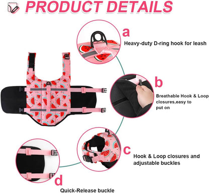 Dog Life Jacket with Rescue Handle, Dog Life Vest for Swimming Boating, Adjustable Reflective Puppy Swim Vest with Superior Buoyancy for Small Medium Large Dogs