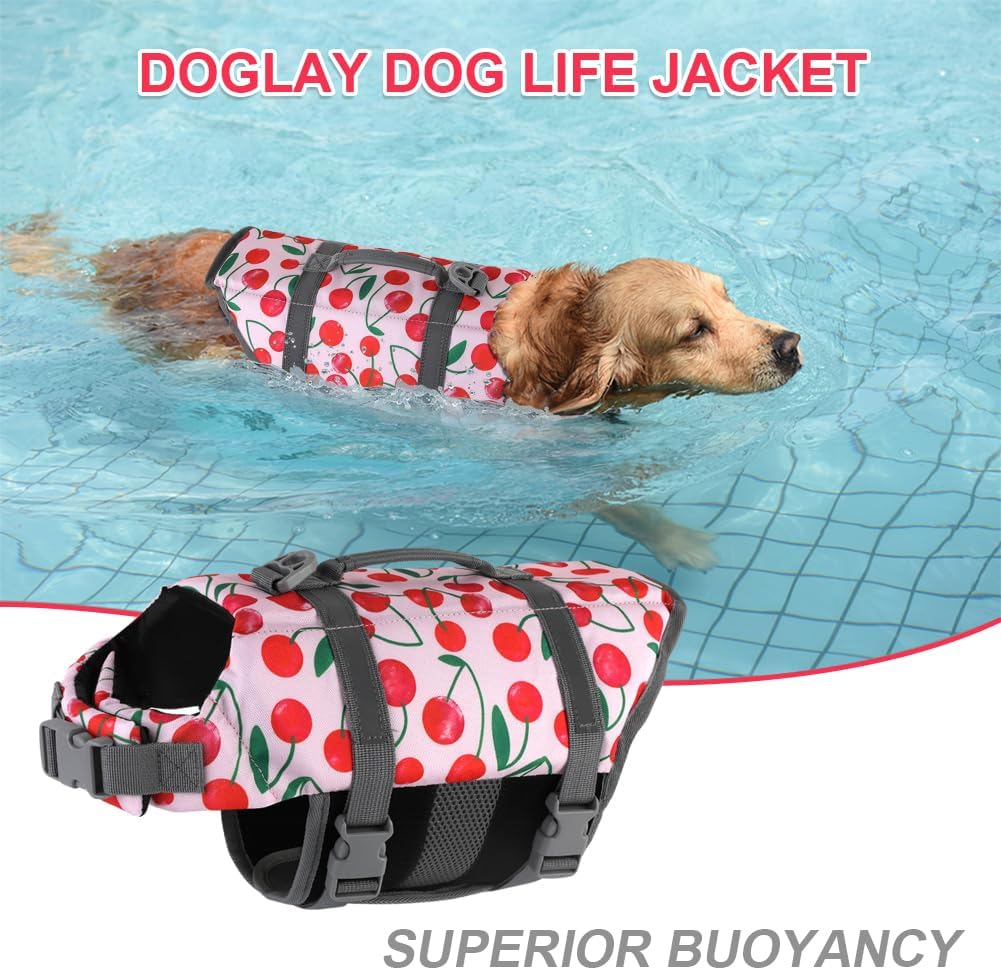 Dog Life Jacket with Rescue Handle, Dog Life Vest for Swimming Boating, Adjustable Reflective Puppy Swim Vest with Superior Buoyancy for Small Medium Large Dogs