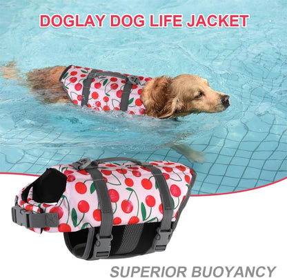 Dog Life Jacket with Rescue Handle, Dog Life Vest for Swimming Boating, Adjustable Reflective Puppy Swim Vest with Superior Buoyancy for Small Medium Large Dogs