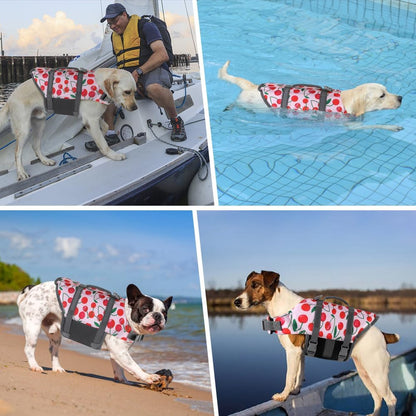 Dog Life Jacket with Rescue Handle, Dog Life Vest for Swimming Boating, Adjustable Reflective Puppy Swim Vest with Superior Buoyancy for Small Medium Large Dogs