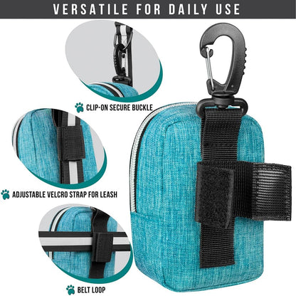 Dog Poop Bag Holder for Leash, Waste Bag Dispenser Pet Pouch, Blue