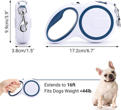 26ft Dog Leash Retractable, 8m Dog Leads Long for Medium Large Breed Pets 44-110Lbs, No Tangle Nylon Tape and 1 Button Break & Lock Heavy Duty Leash for Training Running, Pink