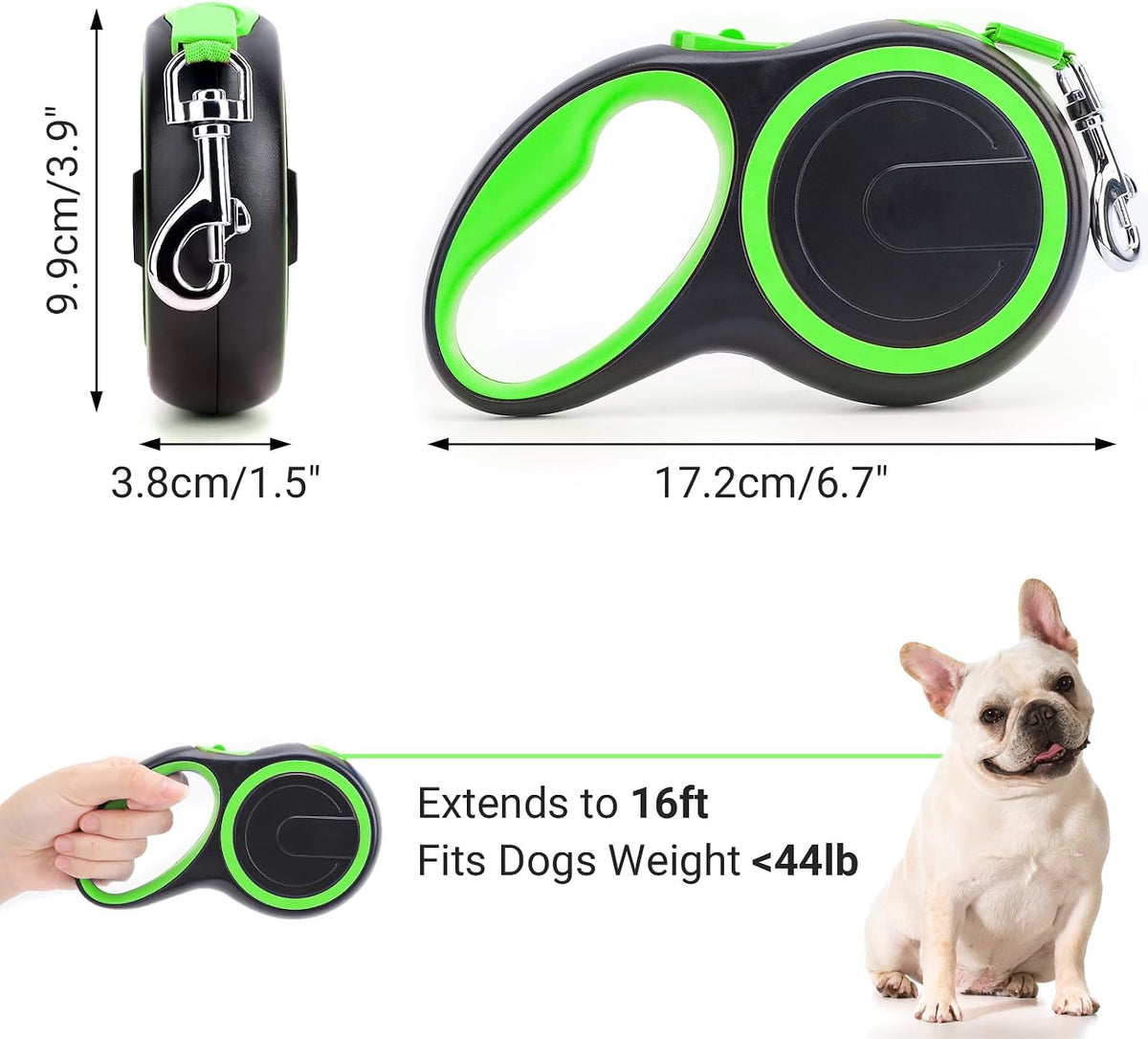 26ft Dog Leash Retractable, 8m Dog Leads Long for Medium Large Breed Pets 44-110Lbs, No Tangle Nylon Tape and 1 Button Break & Lock Heavy Duty Leash for Training Running, Pink