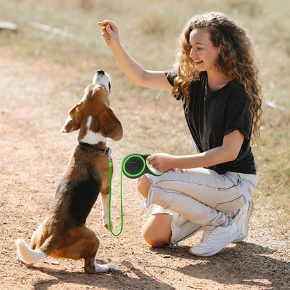 26ft Dog Leash Retractable, 8m Dog Leads Long for Medium Large Breed Pets 44-110Lbs, No Tangle Nylon Tape and 1 Button Break & Lock Heavy Duty Leash for Training Running, Pink