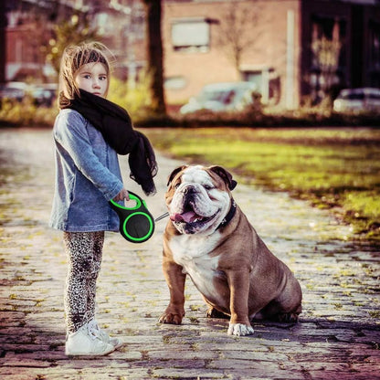 26ft Dog Leash Retractable, 8m Dog Leads Long for Medium Large Breed Pets 44-110Lbs, No Tangle Nylon Tape and 1 Button Break & Lock Heavy Duty Leash for Training Running, Pink