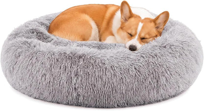 DUMOS 30.7 Inch Large Donut Dog Bed for Indoor Use, Fluffy Faux Fur Plush