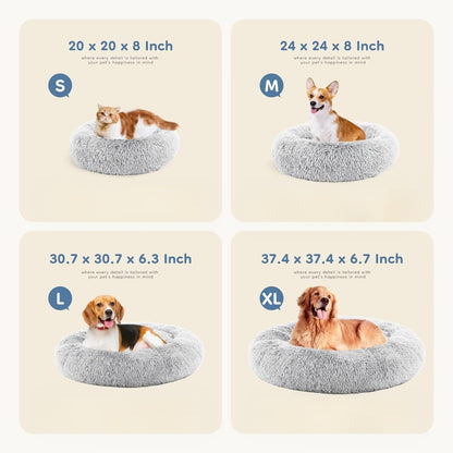 DUMOS 30.7 Inch Large Donut Dog Bed for Indoor Use, Fluffy Faux Fur Plush