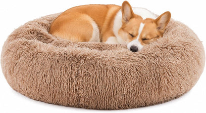 DUMOS 30.7 Inch Large Donut Dog Bed for Indoor Use, Fluffy Faux Fur Plush