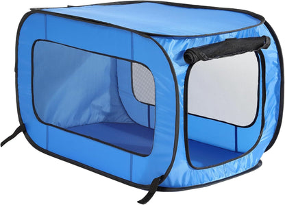 Portable Collapsible Pop Up Kennel, 32.5"L x 19.5"W x 19.5"H, Blue