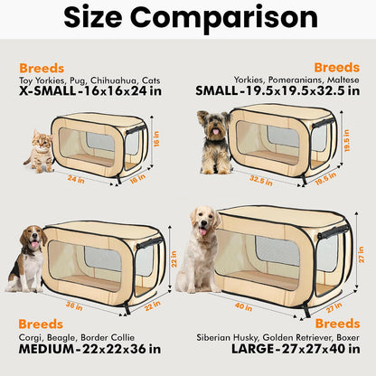 Portable Collapsible Pop Up Kennel, 32.5"L x 19.5"W x 19.5"H, Blue
