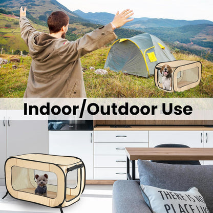 Portable Collapsible Pop Up Kennel, 32.5"L x 19.5"W x 19.5"H, Blue