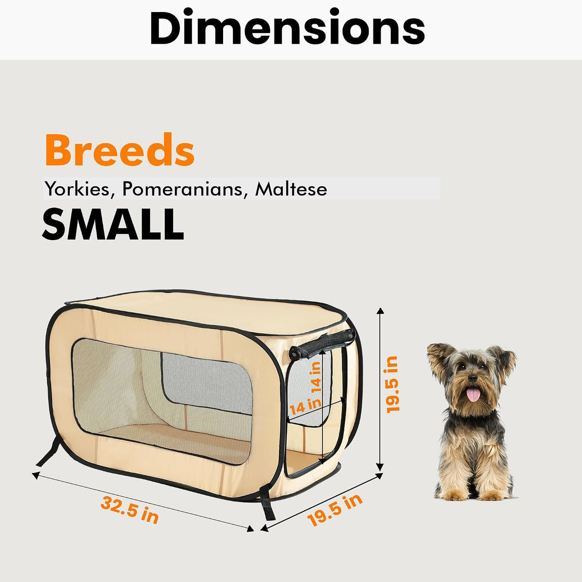 Portable Collapsible Pop Up Kennel, 32.5"L x 19.5"W x 19.5"H, Blue