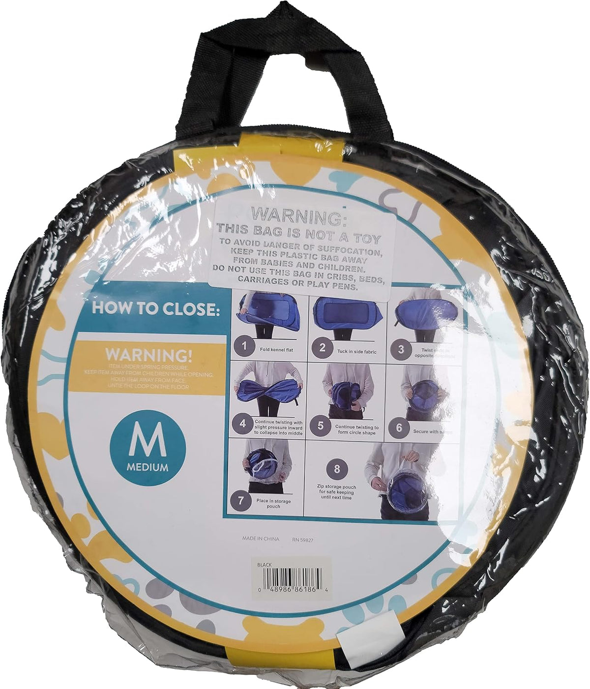 Portable Collapsible Pop Up Kennel, 32.5"L x 19.5"W x 19.5"H, Blue