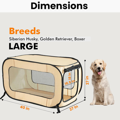 Portable Collapsible Pop Up Kennel, 32.5"L x 19.5"W x 19.5"H, Blue