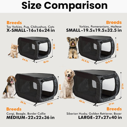 Portable Collapsible Pop Up Kennel, 32.5"L x 19.5"W x 19.5"H, Blue