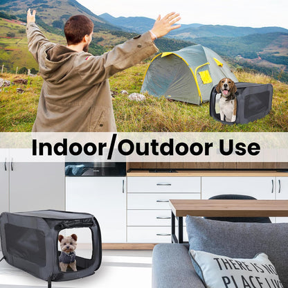 Portable Collapsible Pop Up Kennel, 32.5"L x 19.5"W x 19.5"H, Blue