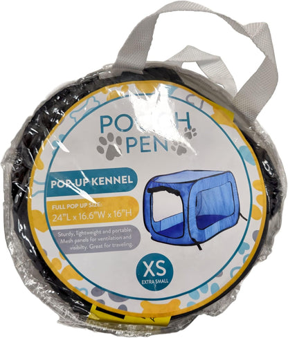 Portable Collapsible Pop Up Kennel, 32.5"L x 19.5"W x 19.5"H, Blue