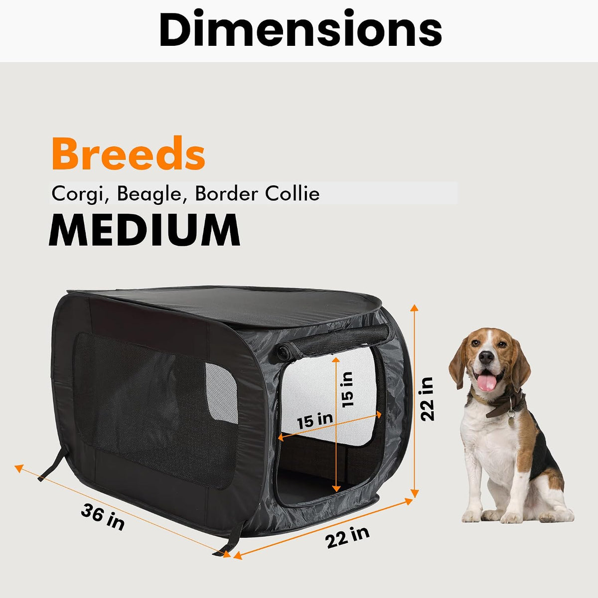 Portable Collapsible Pop Up Kennel, 32.5"L x 19.5"W x 19.5"H, Blue