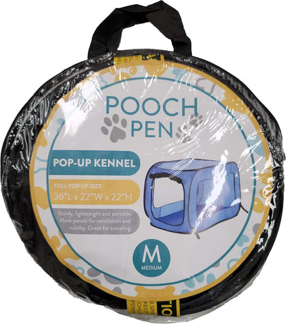 Portable Collapsible Pop Up Kennel, 32.5"L x 19.5"W x 19.5"H, Blue
