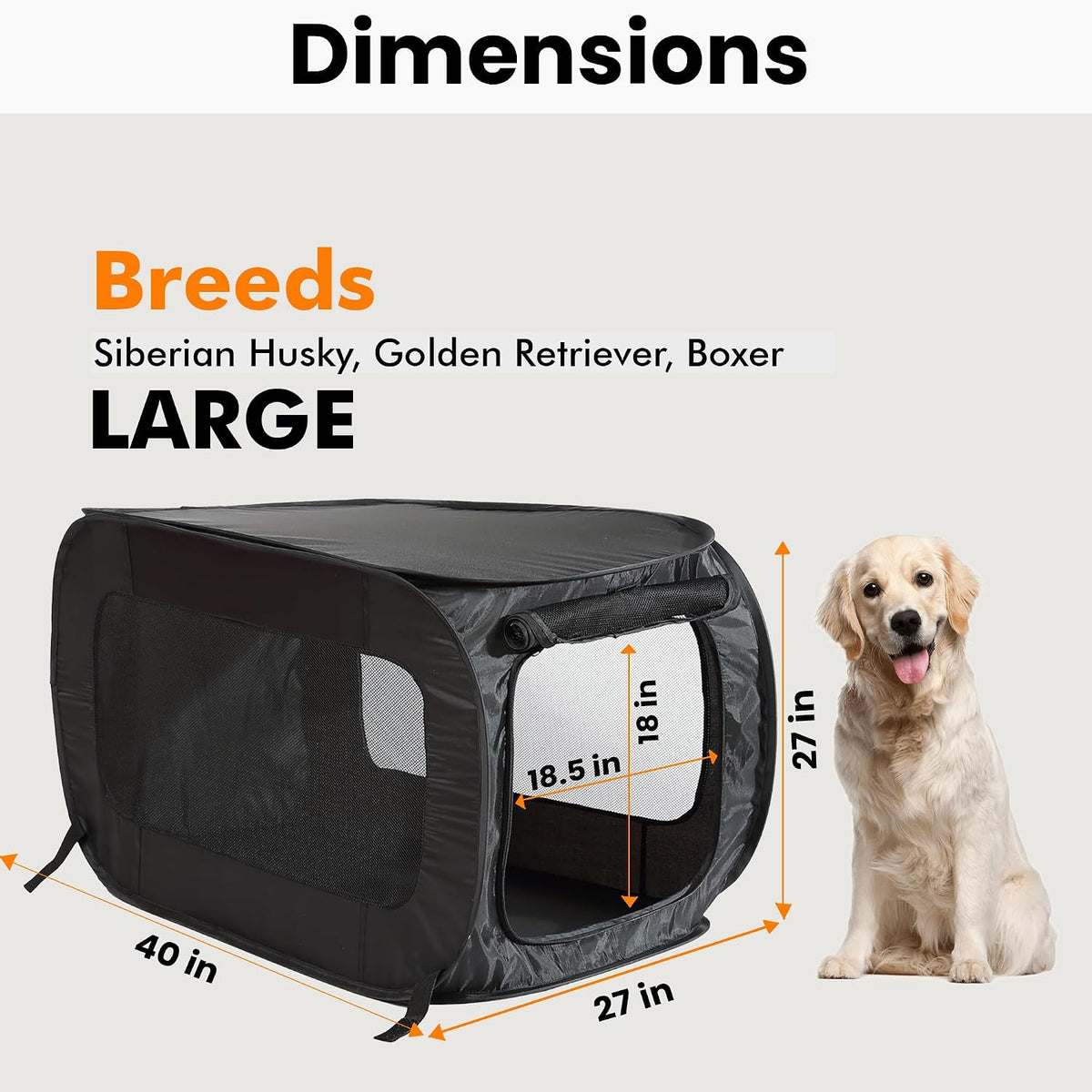 Portable Collapsible Pop Up Kennel, 32.5"L x 19.5"W x 19.5"H, Blue
