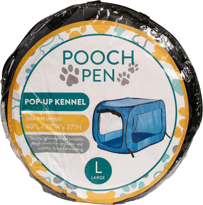 Portable Collapsible Pop Up Kennel, 32.5"L x 19.5"W x 19.5"H, Blue