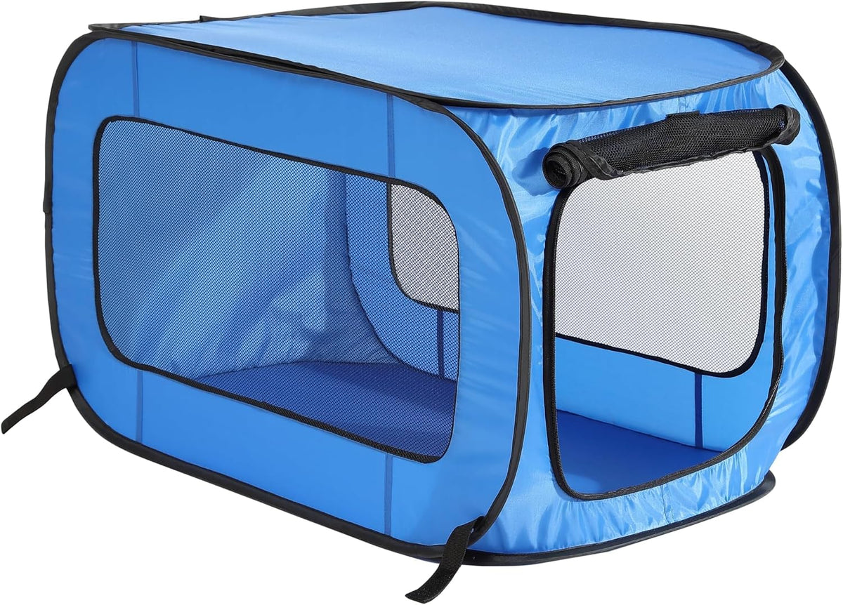 Portable Collapsible Pop Up Kennel, 32.5"L x 19.5"W x 19.5"H, Blue