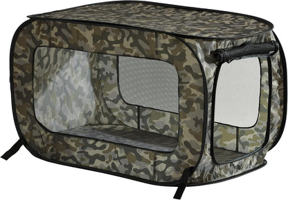 Portable Collapsible Pop Up Kennel, 32.5"L x 19.5"W x 19.5"H, Blue