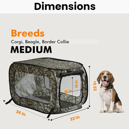 Portable Collapsible Pop Up Kennel, 32.5"L x 19.5"W x 19.5"H, Blue