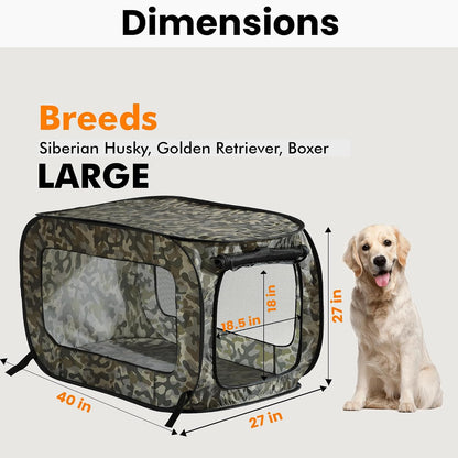 Portable Collapsible Pop Up Kennel, 32.5"L x 19.5"W x 19.5"H, Blue