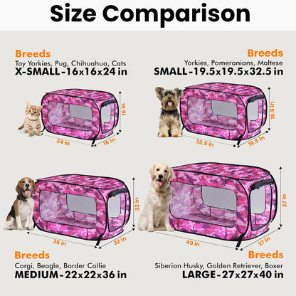 Portable Collapsible Pop Up Kennel, 32.5"L x 19.5"W x 19.5"H, Blue