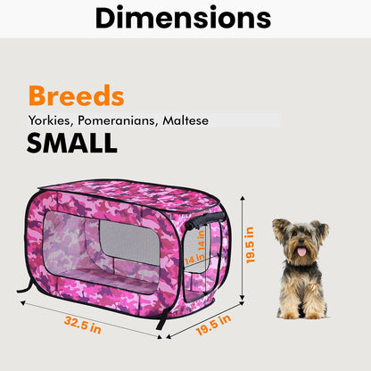 Portable Collapsible Pop Up Kennel, 32.5"L x 19.5"W x 19.5"H, Blue