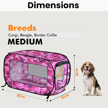 Portable Collapsible Pop Up Kennel, 32.5"L x 19.5"W x 19.5"H, Blue