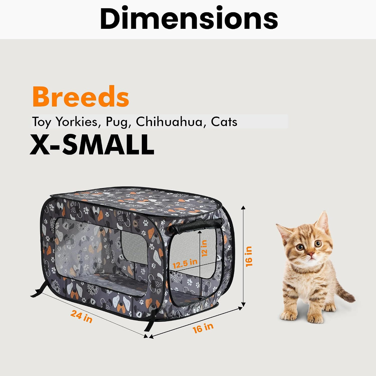 Portable Collapsible Pop Up Kennel, 32.5"L x 19.5"W x 19.5"H, Blue
