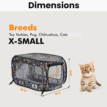 Portable Collapsible Pop Up Kennel, 32.5"L x 19.5"W x 19.5"H, Blue