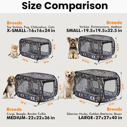 Portable Collapsible Pop Up Kennel, 32.5"L x 19.5"W x 19.5"H, Blue