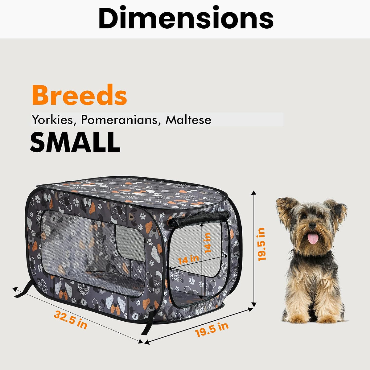 Portable Collapsible Pop Up Kennel, 32.5"L x 19.5"W x 19.5"H, Blue