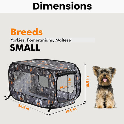 Portable Collapsible Pop Up Kennel, 32.5"L x 19.5"W x 19.5"H, Blue