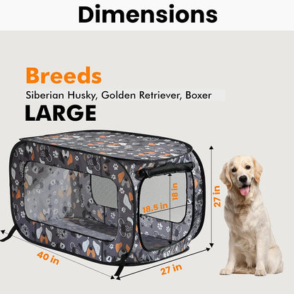 Portable Collapsible Pop Up Kennel, 32.5"L x 19.5"W x 19.5"H, Blue