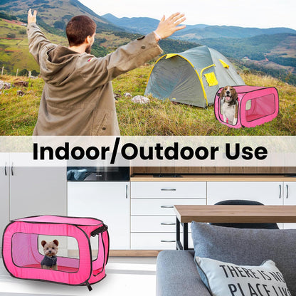 Portable Collapsible Pop Up Kennel, 32.5"L x 19.5"W x 19.5"H, Blue