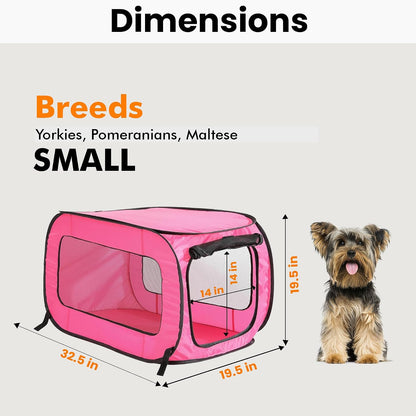 Portable Collapsible Pop Up Kennel, 32.5"L x 19.5"W x 19.5"H, Blue