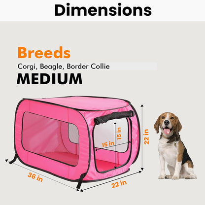 Portable Collapsible Pop Up Kennel, 32.5"L x 19.5"W x 19.5"H, Blue