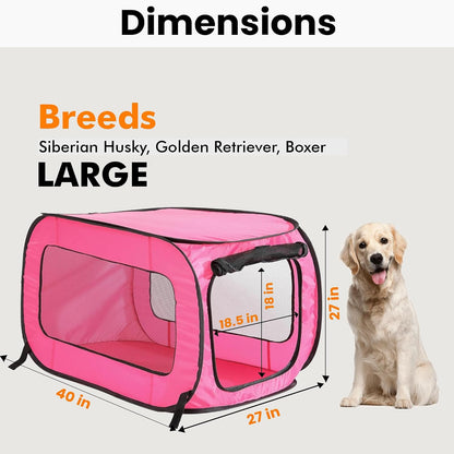 Portable Collapsible Pop Up Kennel, 32.5"L x 19.5"W x 19.5"H, Blue