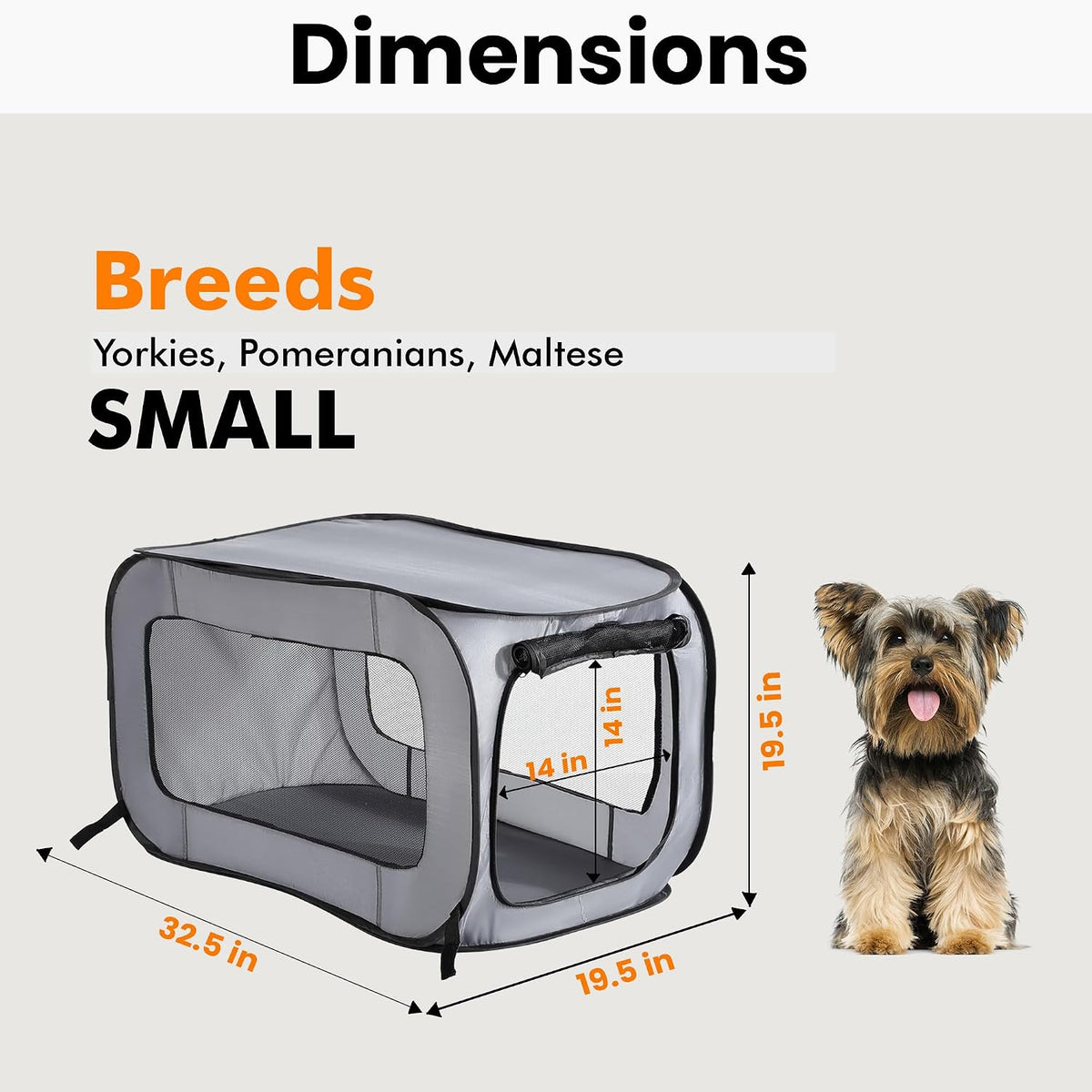 Portable Collapsible Pop Up Kennel, 32.5"L x 19.5"W x 19.5"H, Blue