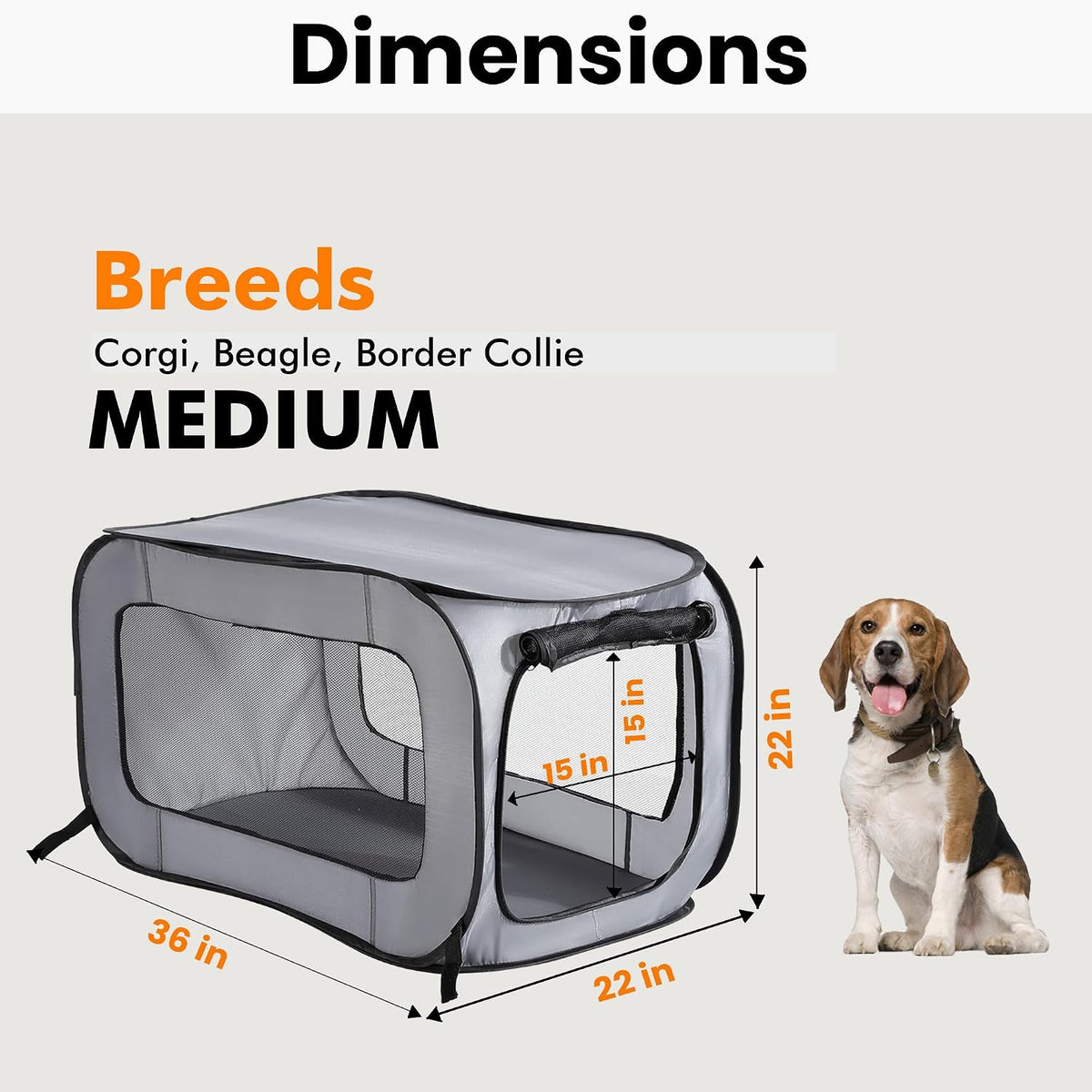 Portable Collapsible Pop Up Kennel, 32.5"L x 19.5"W x 19.5"H, Blue