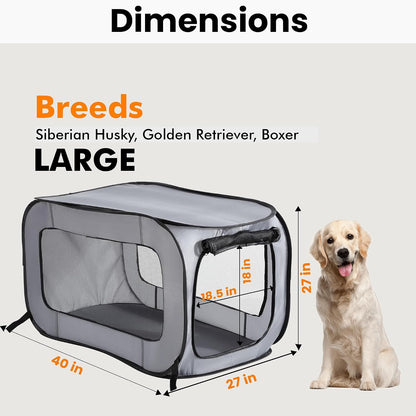 Portable Collapsible Pop Up Kennel, 32.5"L x 19.5"W x 19.5"H, Blue