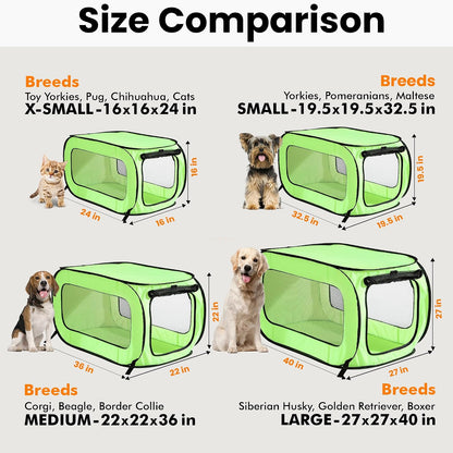 Portable Collapsible Pop Up Kennel, 32.5"L x 19.5"W x 19.5"H, Blue