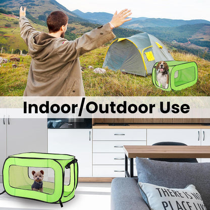 Portable Collapsible Pop Up Kennel, 32.5"L x 19.5"W x 19.5"H, Blue
