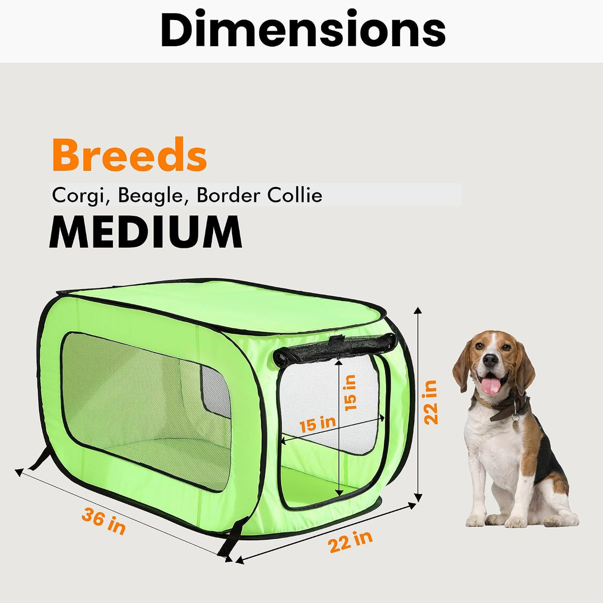 Portable Collapsible Pop Up Kennel, 32.5"L x 19.5"W x 19.5"H, Blue