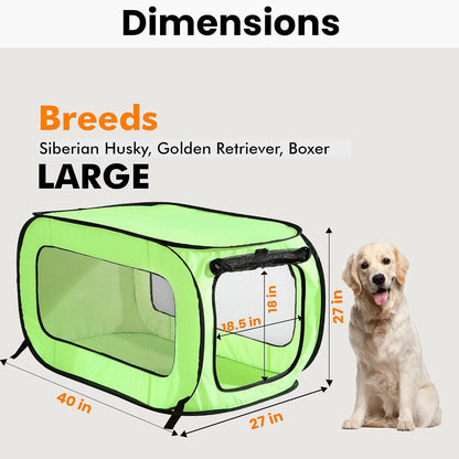 Portable Collapsible Pop Up Kennel, 32.5"L x 19.5"W x 19.5"H, Blue