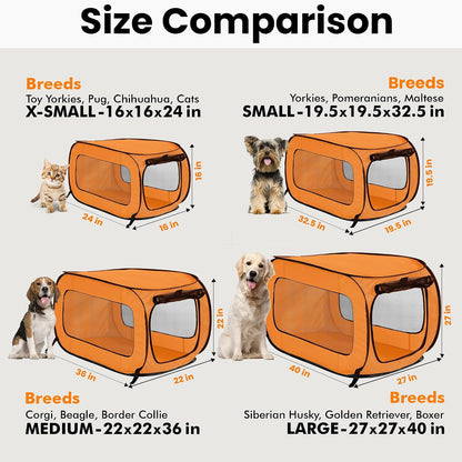 Portable Collapsible Pop Up Kennel, 32.5"L x 19.5"W x 19.5"H, Blue